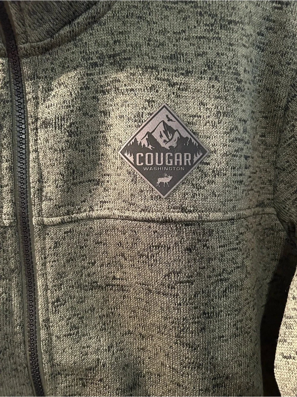 Prairie Mountain “Cougar Washington” Men's Olive green Zip-Up Knit Jacket Size L